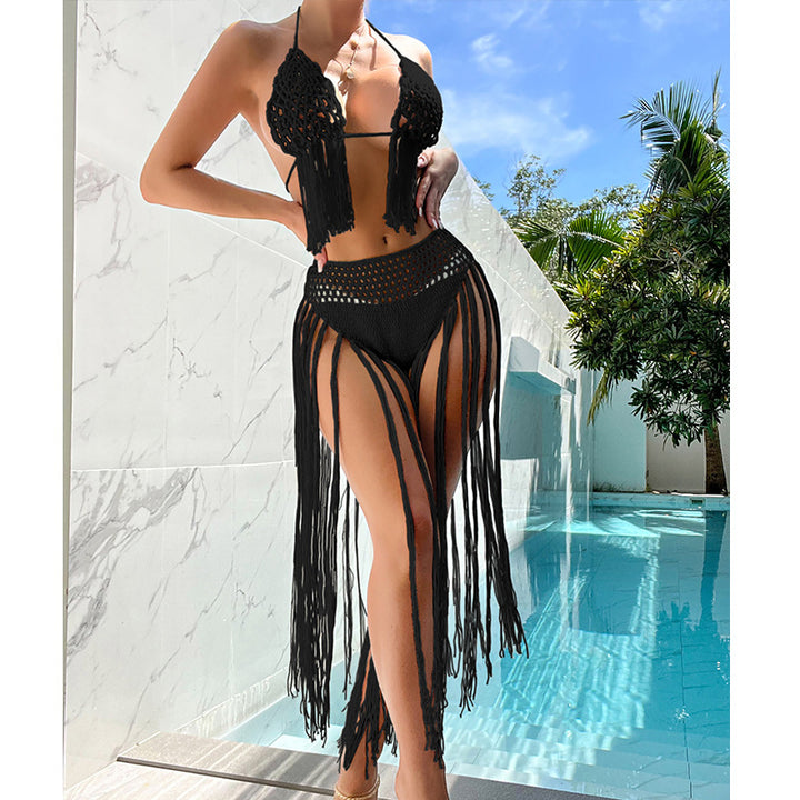 Damen Häkel-Bikini-Set mit fransigen Details und reizvoller Lochstruktur Echo Archiv