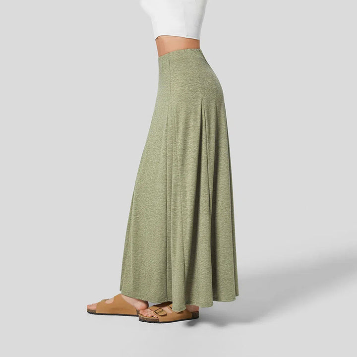 Damen fließender Maxirock mit hohem Bund und Stretch-Jersey – Valéora