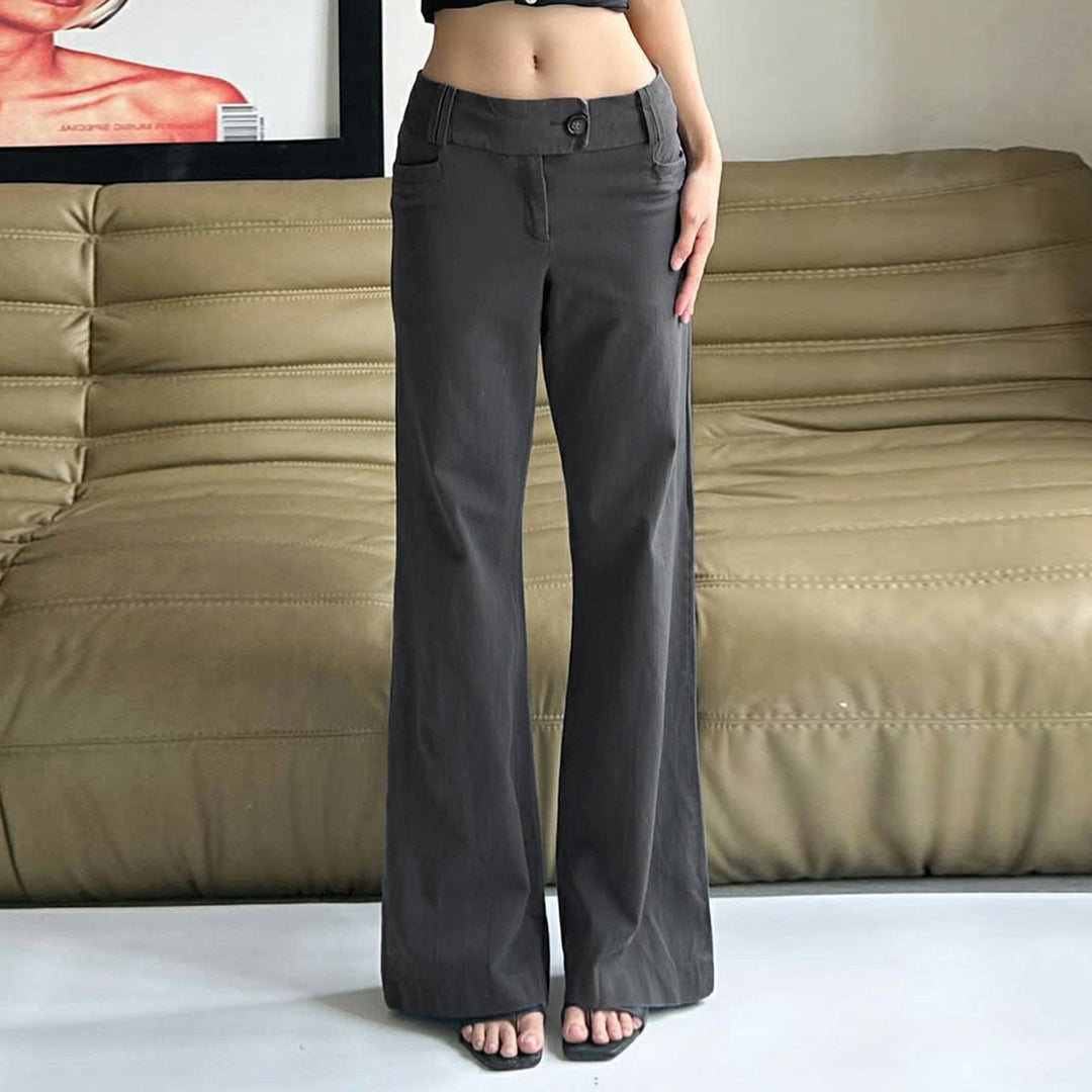 Damen Hochtaillierte Schlaghose aus Wollmix mit weitem Bein – Avélisse