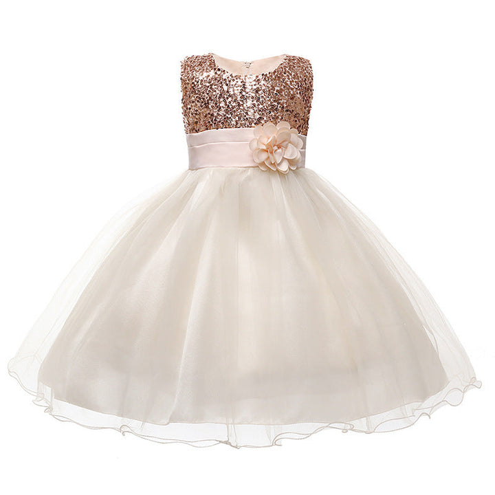 Mädchen Festliches Tüllkleid mit Glitzerndem Oberteil und Floraler Applikation Echoarchiv