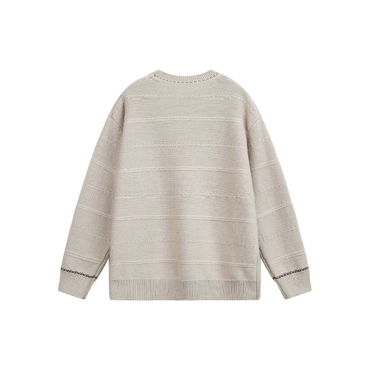 Damen Oversize-Strickpullover mit Strukturstreifen und Rundhalsausschnitt Echoarchiv