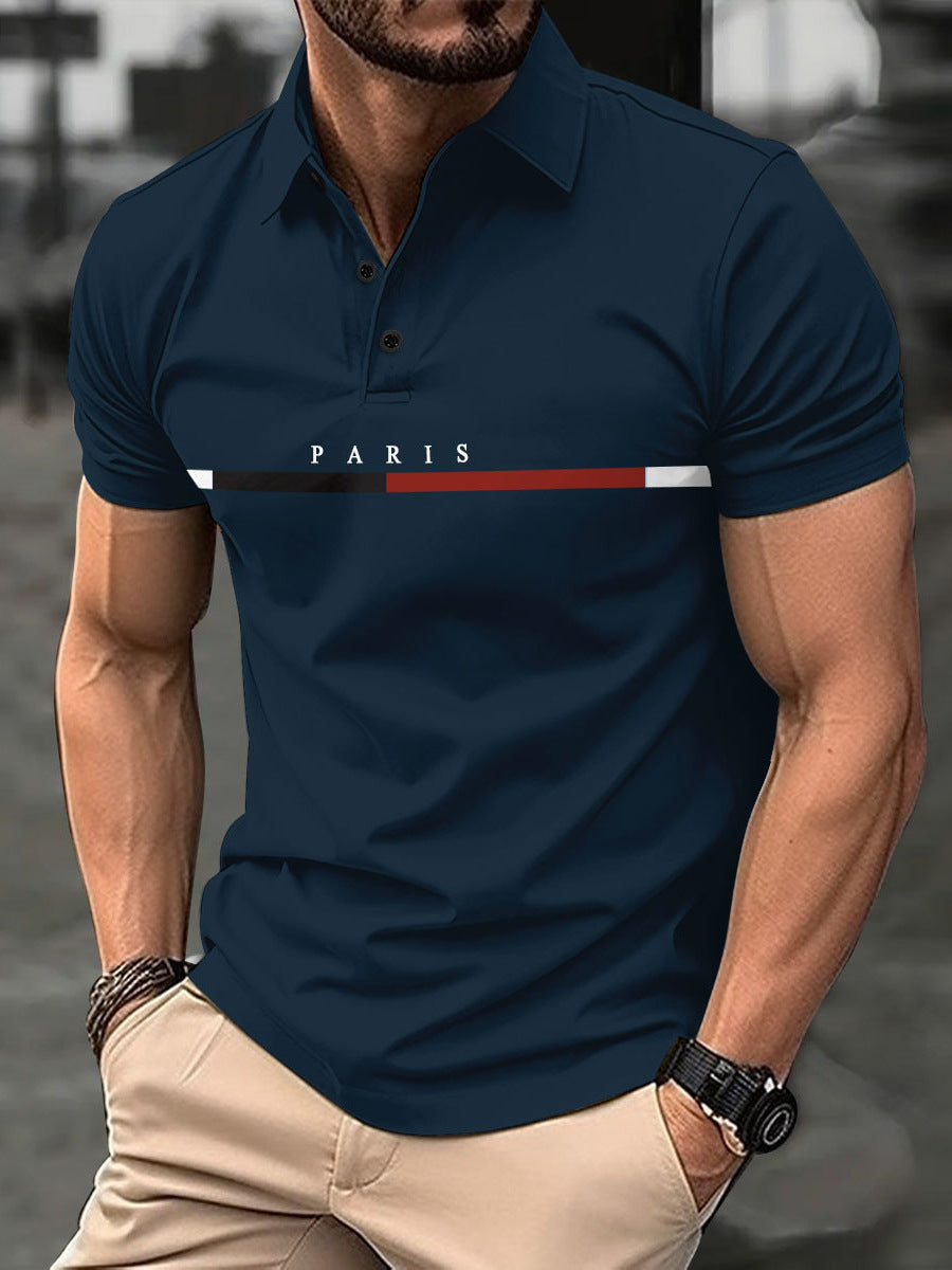 Herren modisches Polohemd mit stilvollem Druckdesign Echoarchiv