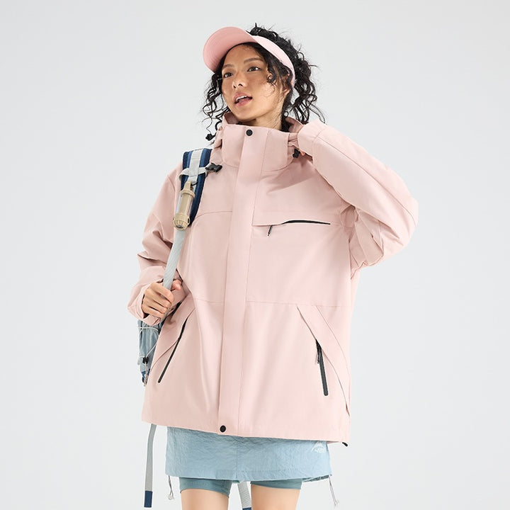 Herren Wasserdichte Outdoor-Softshelljacke mit Kapuze, hohem Stehkragen & Reißverschlusstaschen Echoarchiv