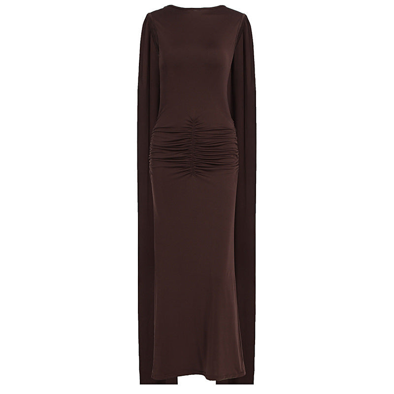 Damen Elegantes Maxikleid mit Raffungen und transparenten Ärmeln Echo Archiv