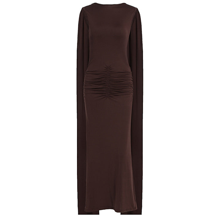 Damen Elegantes Maxikleid mit Raffungen und transparenten Ärmeln Echo Archiv