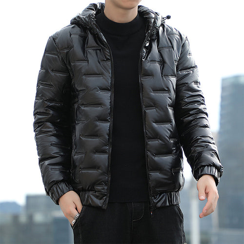 Herren Leichte gesteppte Kapuzen‑Steppjacke mit glänzender Oberfläche und elastischen Bündchen Echo Archiv