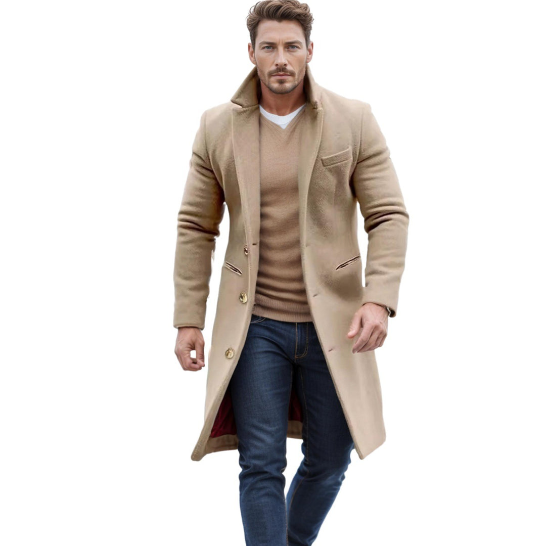 Herren Eleganter Wollmantel mit strukturiertem Design Echoarchiv