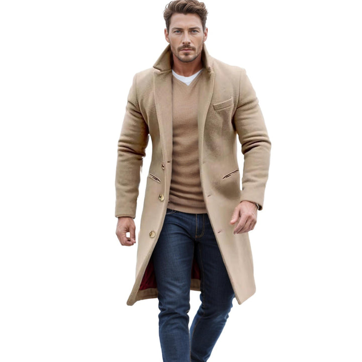 Herren Eleganter Wollmantel mit strukturiertem Design Echoarchiv