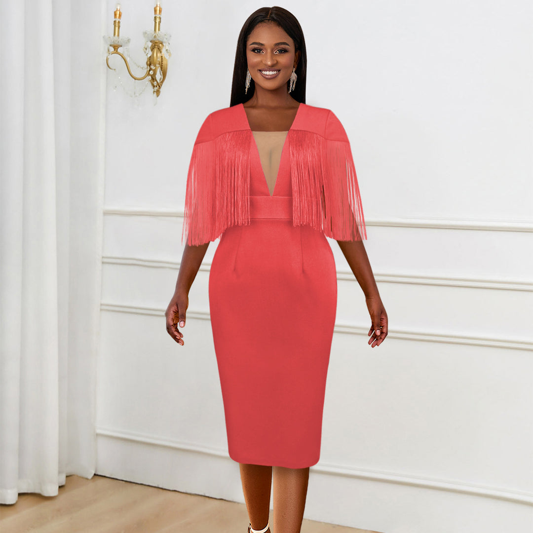 Damen Figurbetontes Kleid mit Fransen-Detail Echo Archiv