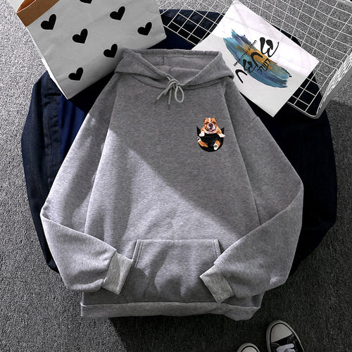 Unisex Kapuzenpullover mit Bulldoggen-Taschenpatch, oversized Schnitt und angerauter Fleece-Innenseite – Auréline