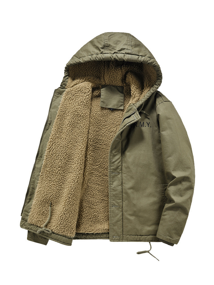 Herren Kurzparka mit Teddyfutter, Kapuze und Zwei-Wege-Reißverschluss – Taviero