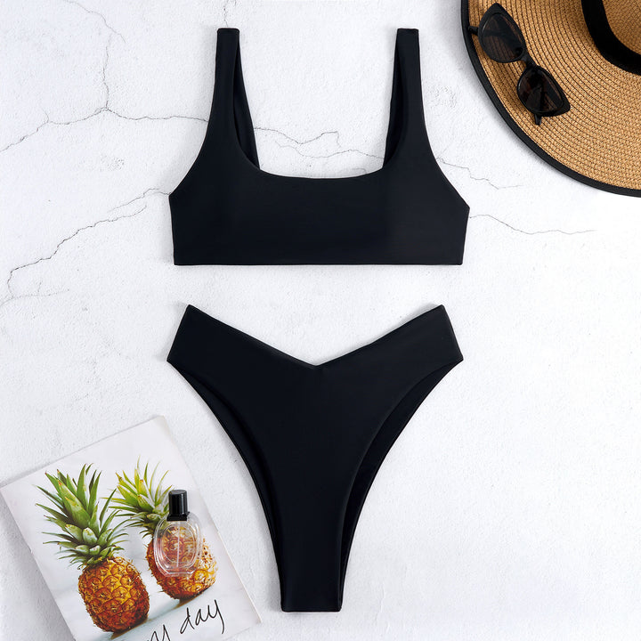 Damen Bikini-Set mit hoch geschnittenem Unterteil und sportlichem Oberteil Echo Archiv