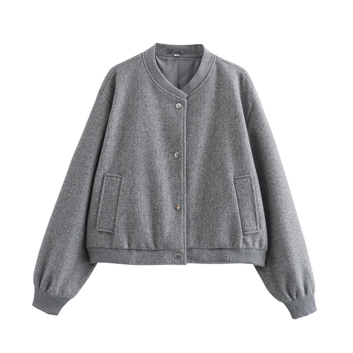 Damen Cropped-Bomberjacke im Boxy-Schnitt mit Druckknopfleiste und Eingrifftaschen Echo Archiv