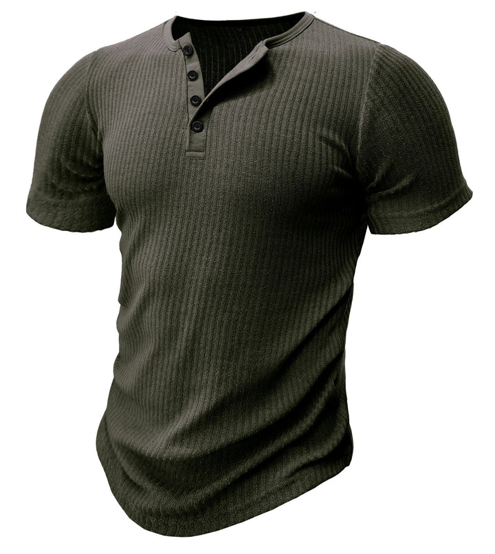 Herren Kurzarm-Henley Shirt mit strukturierter Oberfläche Echoarchiv