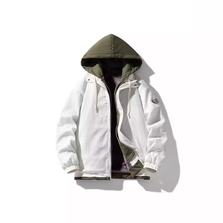 Herren Zweilagige Kapuzenjacke mit Fleece-Innenfutter und Allover-Sketch-Print – Taviero