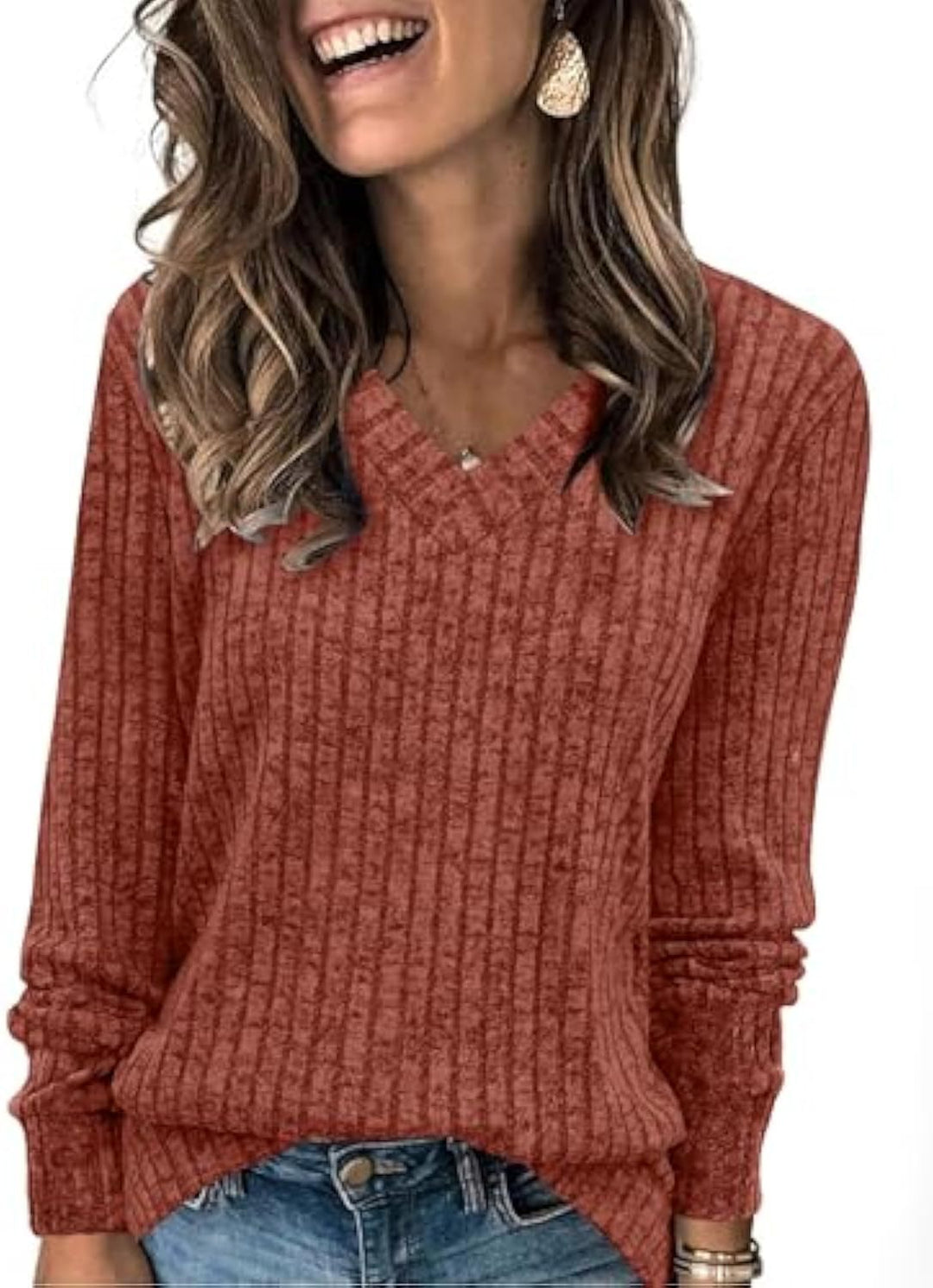 Damen Komfortabler V-Ausschnitt Pullover Echo Archiv