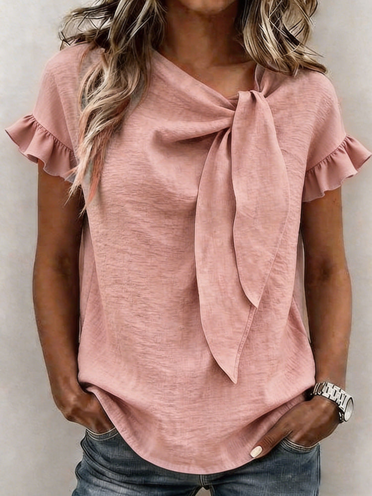 Damen Bluse mit Rüschenärmeln und Schleifendetail Echo Archiv
