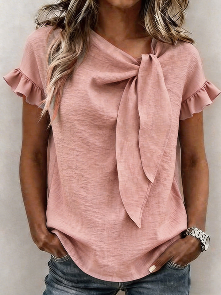 Damen Bluse mit Rüschenärmeln und Schleifendetail Echo Archiv