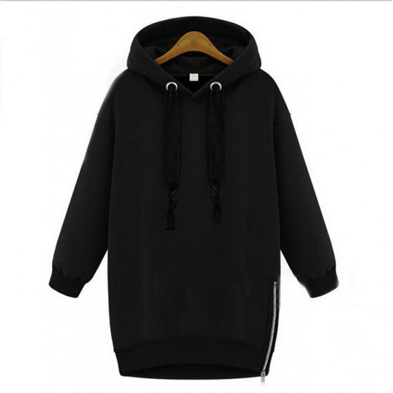 Damen Oversize Kapuzenpullover mit seitlichem Reißverschluss – Auréline