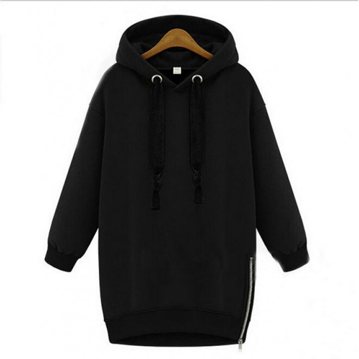 Damen Oversize Kapuzenpullover mit seitlichem Reißverschluss – Auréline