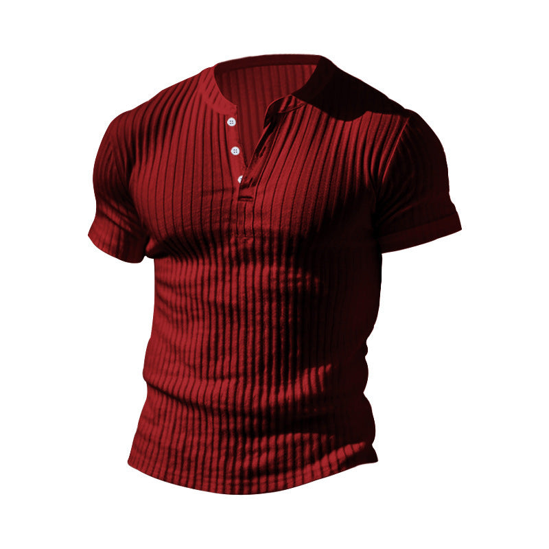 Herren strukturiertes Kurzarm-Henley-Shirt mit modernen Akzenten Echoarchiv
