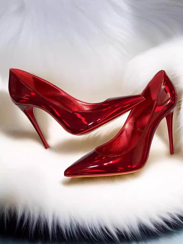 Damen spitze Lack-Pumps mit hohem Stiletto-Absatz – Lioré