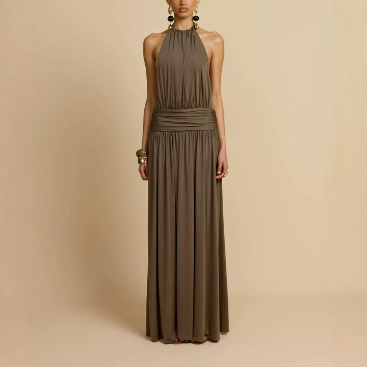 Damen Elegantes Maxikleid mit Hochgängigem Halterneck Echo Archiv