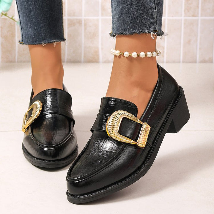 Damen Elegante Mokassins mit Goldschnalle Echo Archiv