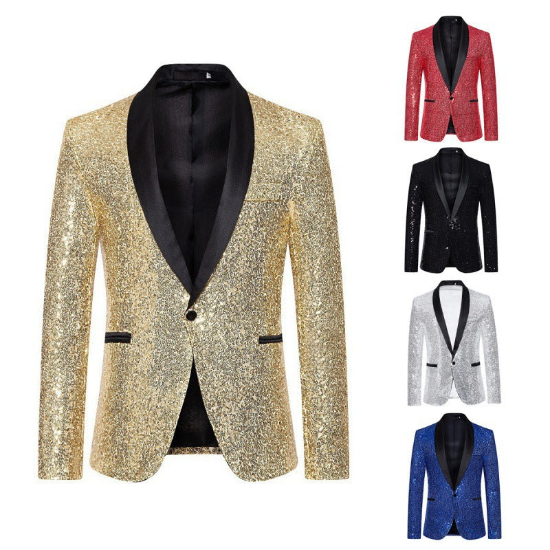 Herren glamouröser Pailletten-Blazer mit modernem Schnitt Echoarchiv