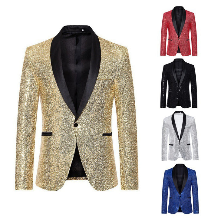 Herren glamouröser Pailletten-Blazer mit modernem Schnitt Echoarchiv
