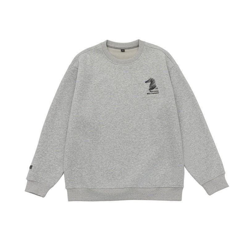 Unisex Oversize‑Sweatshirt mit gesticktem Schachritter‑Logo und gerippten Bündchen Echoarchiv