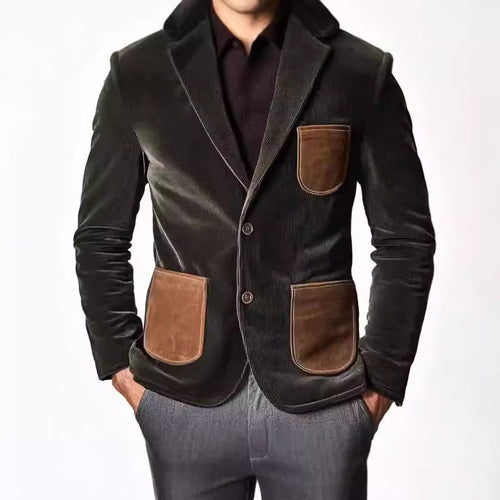 Herren eleganter Cord-Blazer mit Kontrasttaschen Echoarchiv