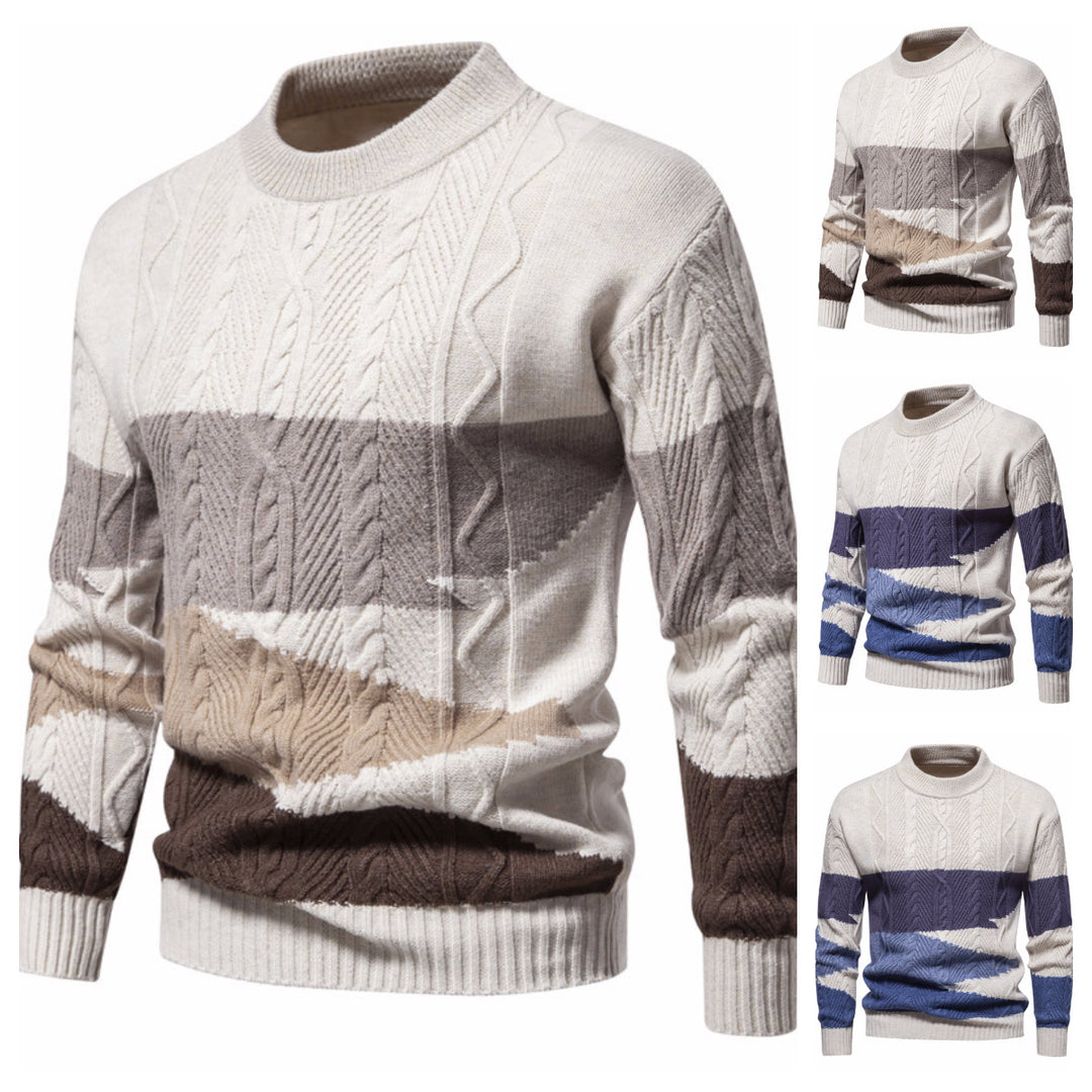 Herren Strickpullover mit modernem Zopfdesign und grafischen Akzenten Echoarchiv