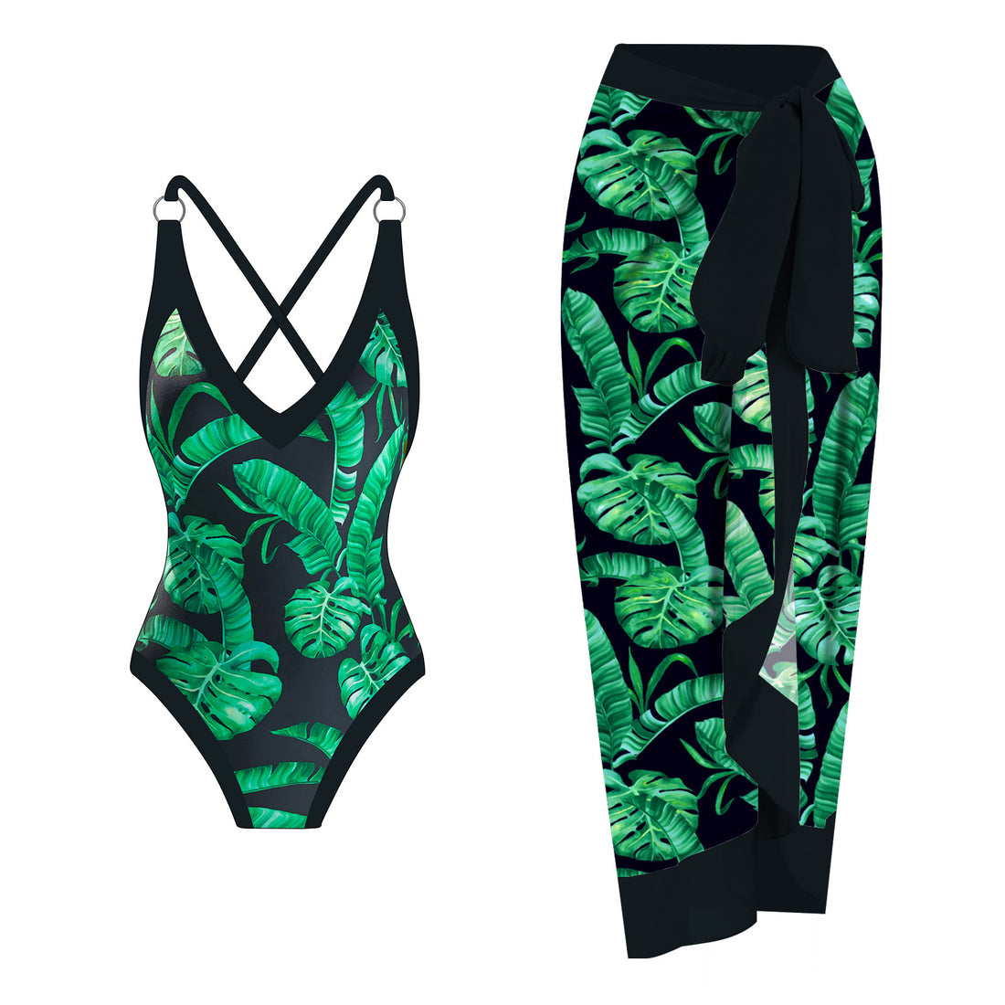 Damen Badeanzug mit floralem Design und passendem Strandrock – Maréssa