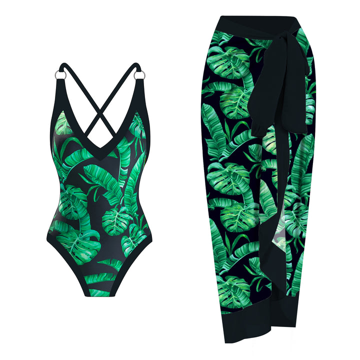 Damen Badeanzug mit floralem Design und passendem Strandrock Echo Archiv