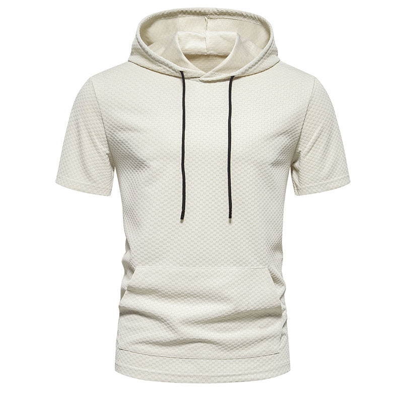 Herren Kurzarmkapuzenpullover mit strukturiertem Design Echoarchiv