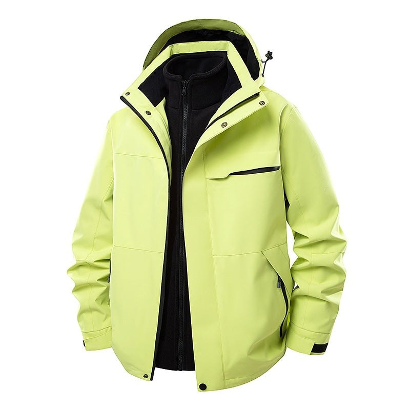 Herren zweilagige Funktions-Übergangsjacke mit abnehmbarer Fleece-Innenjacke, Kapuze & wasserabweisender Hülle Echoarchiv