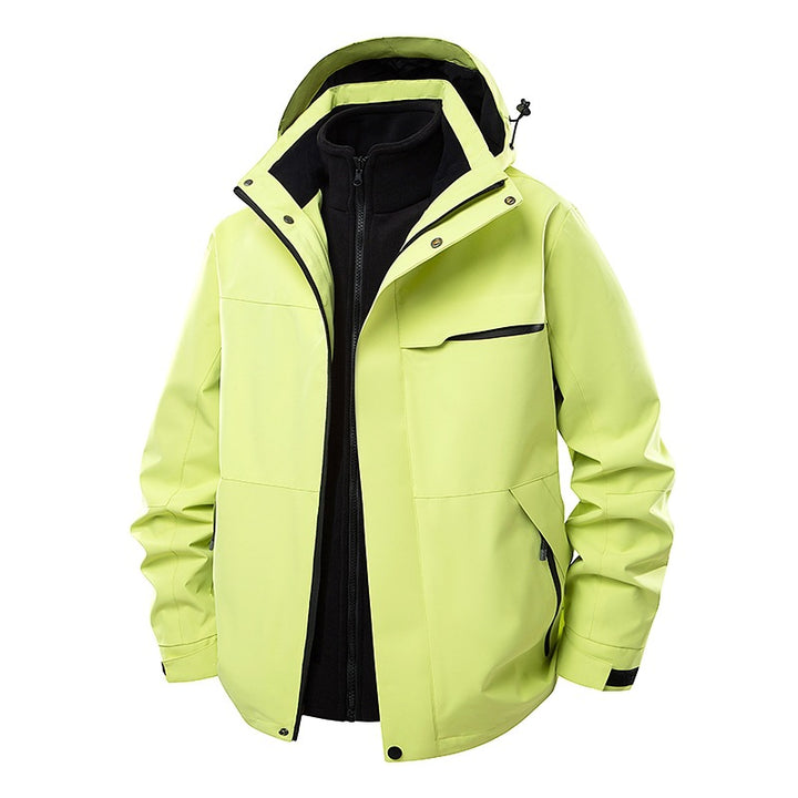 Herren zweilagige Funktions-Übergangsjacke mit abnehmbarer Fleece-Innenjacke, Kapuze & wasserabweisender Hülle Echoarchiv