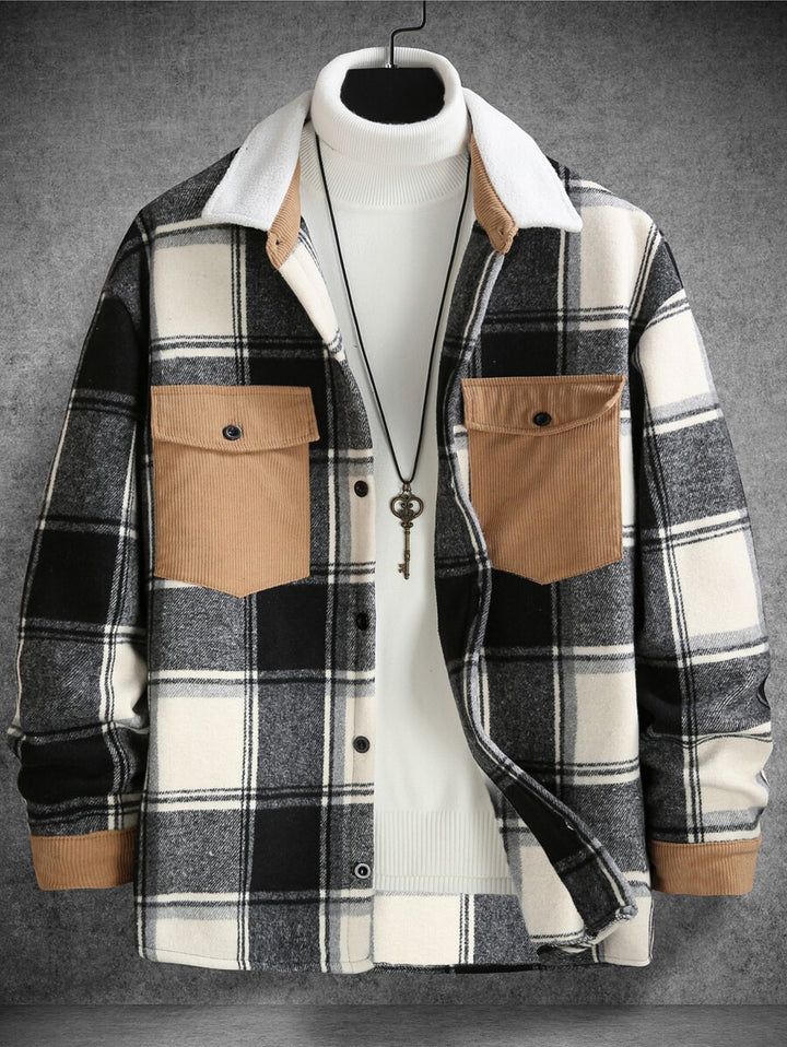 Herren Karo-Flanelljacke mit zwei Brusttaschen und weichem Kragen Echoarchiv