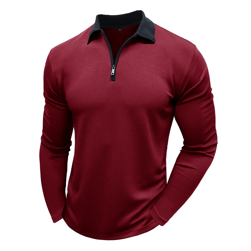 Herren Sportliches Langarm-Polo mit Stehkragen und funktionalem Reißverschluss Echoarchiv