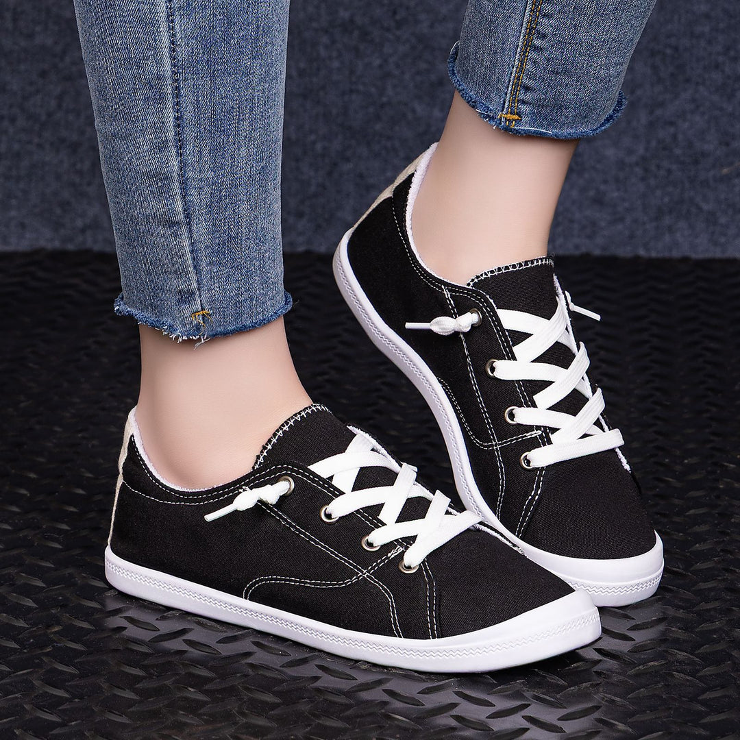 Damen nan klassische Canvas-Sneaker low-top mit verstärkter Gummisohle, Metallösen und gepolstertem Fersenkragen Echo Archiv