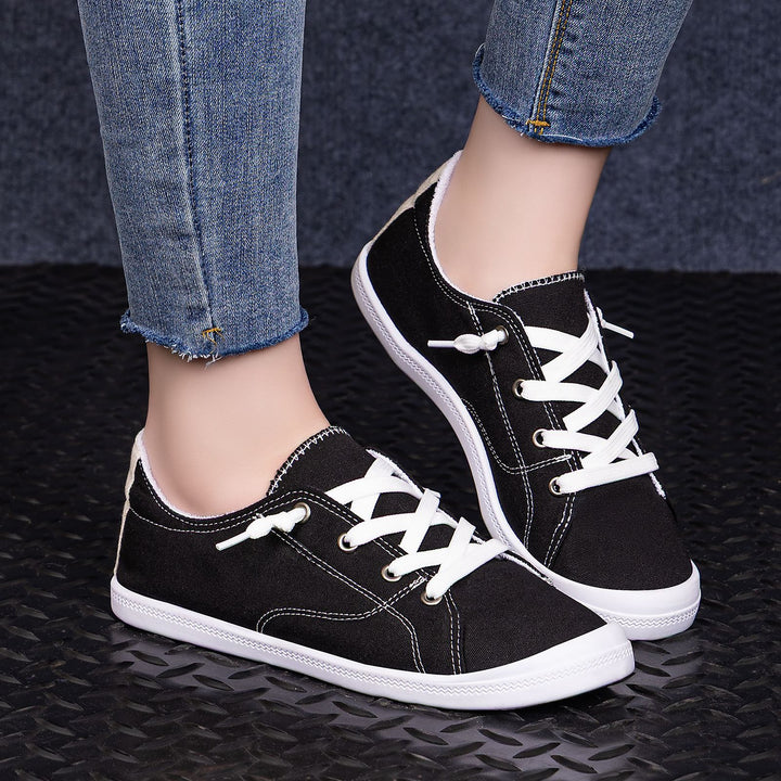 Damen nan klassische Canvas-Sneaker low-top mit verstärkter Gummisohle, Metallösen und gepolstertem Fersenkragen Echo Archiv
