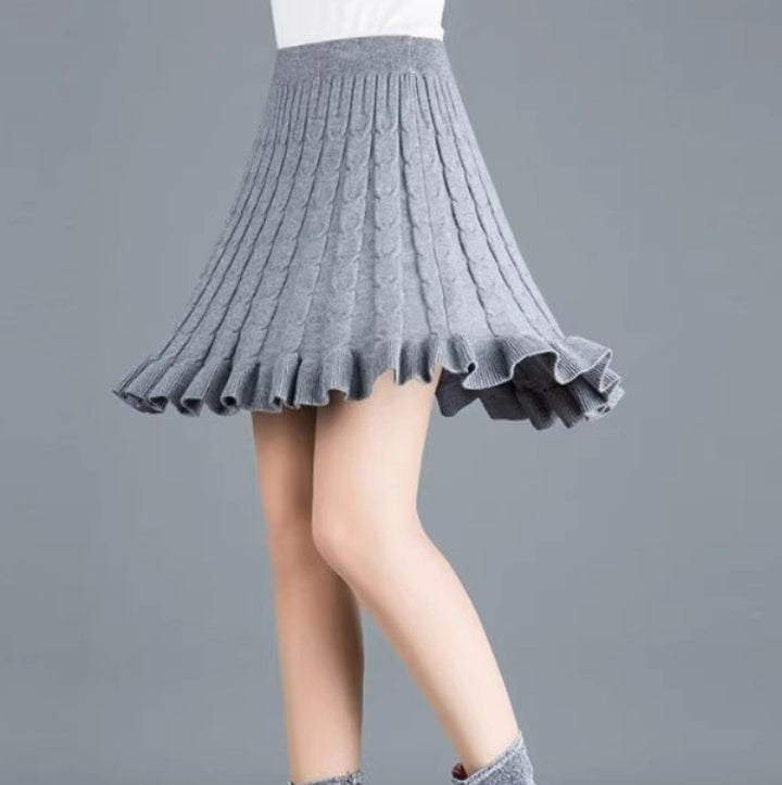 Damen Wellenmuster Midi-Rock aus Strick Echo Archiv