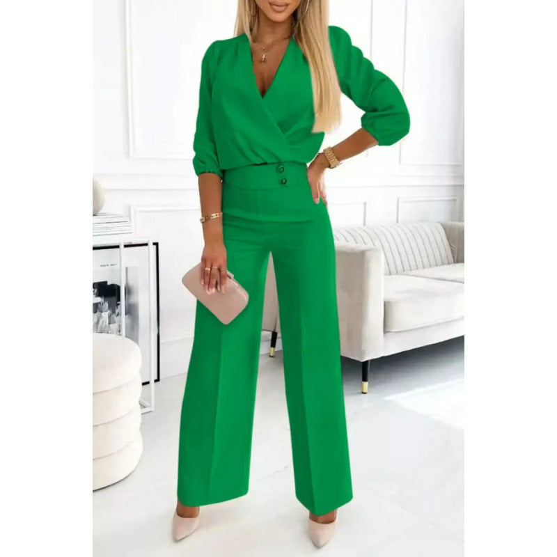 Damen elegantes Jumpsuit mit weiten Beinen Echoarchiv