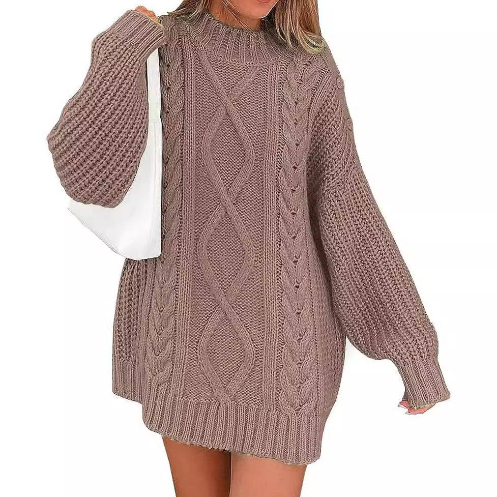 Damen Oversize Strickkleid mit Zopf- und Rippstruktur Echo Archiv