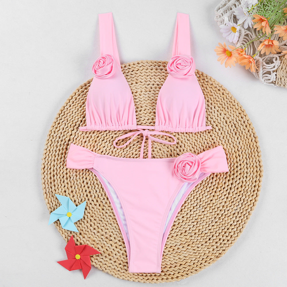Damen Triangel-Bikini mit romantischen Blumenapplikationen Echo Archiv