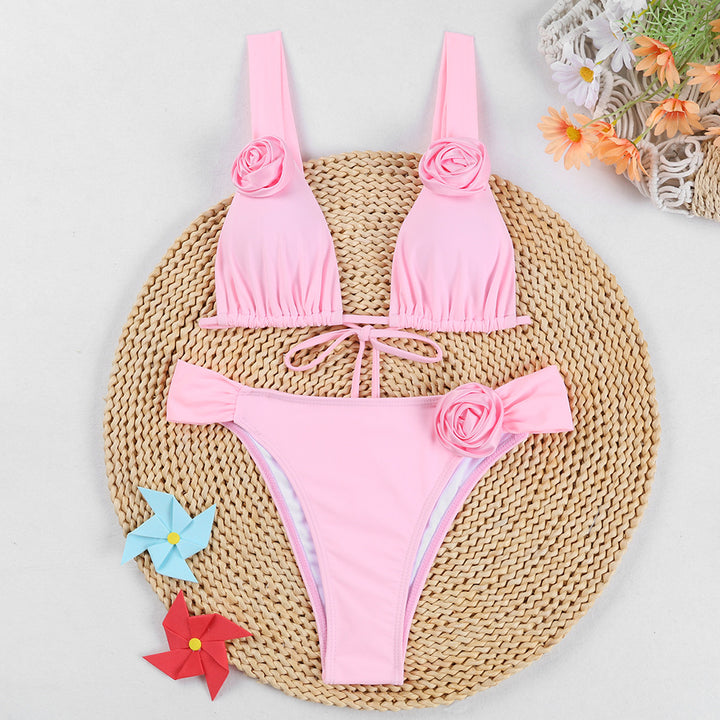 Damen Triangel-Bikini mit romantischen Blumenapplikationen Echo Archiv