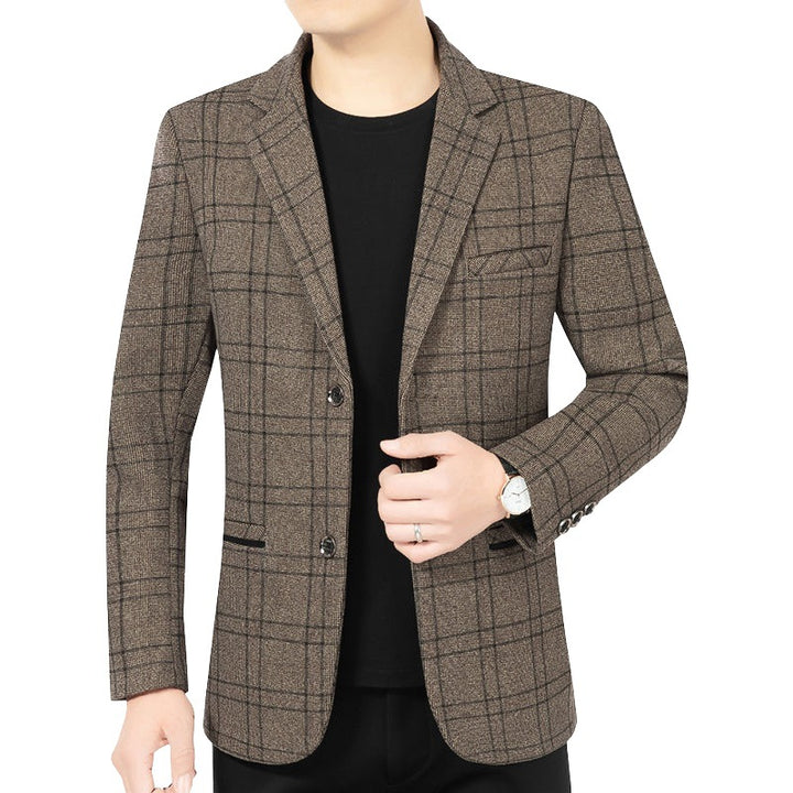 Herren Elegantes Karomuster-Sakko mit leichtem Stretch und Notch-Revers – Tianoro
