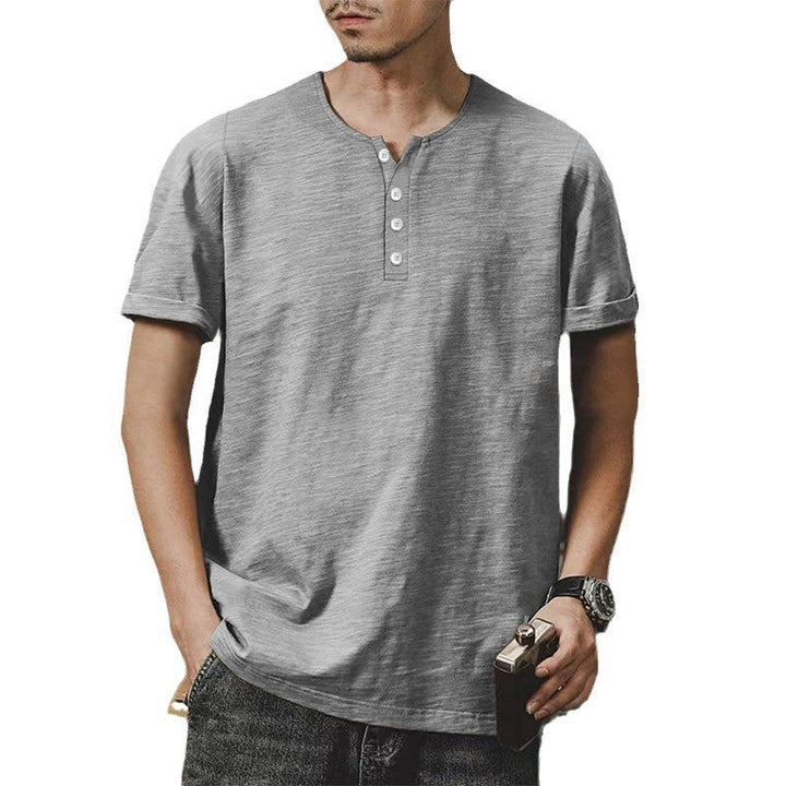 Herren hochwertiges Kurzarm-Henley-T-Shirt mit modischen Knöpfen und bequemer Passform Echoarchiv