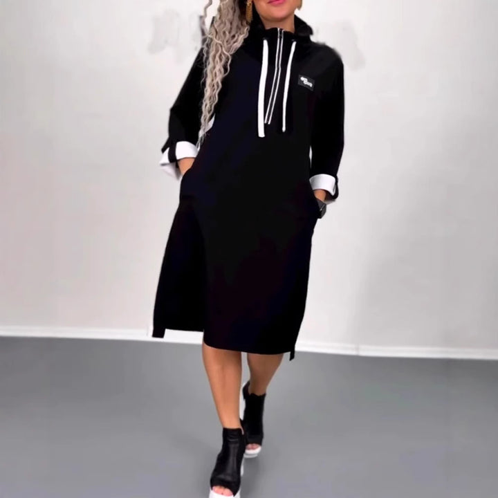 Damen nan Hoodie-Midikleid mit Kapuze, Kordelzug und krempelbaren Manschetten Echo Archiv
